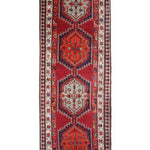 Persian Sarab Runner, top view on white background, hand-knotted wool with red colouring. SKU RR 30685.