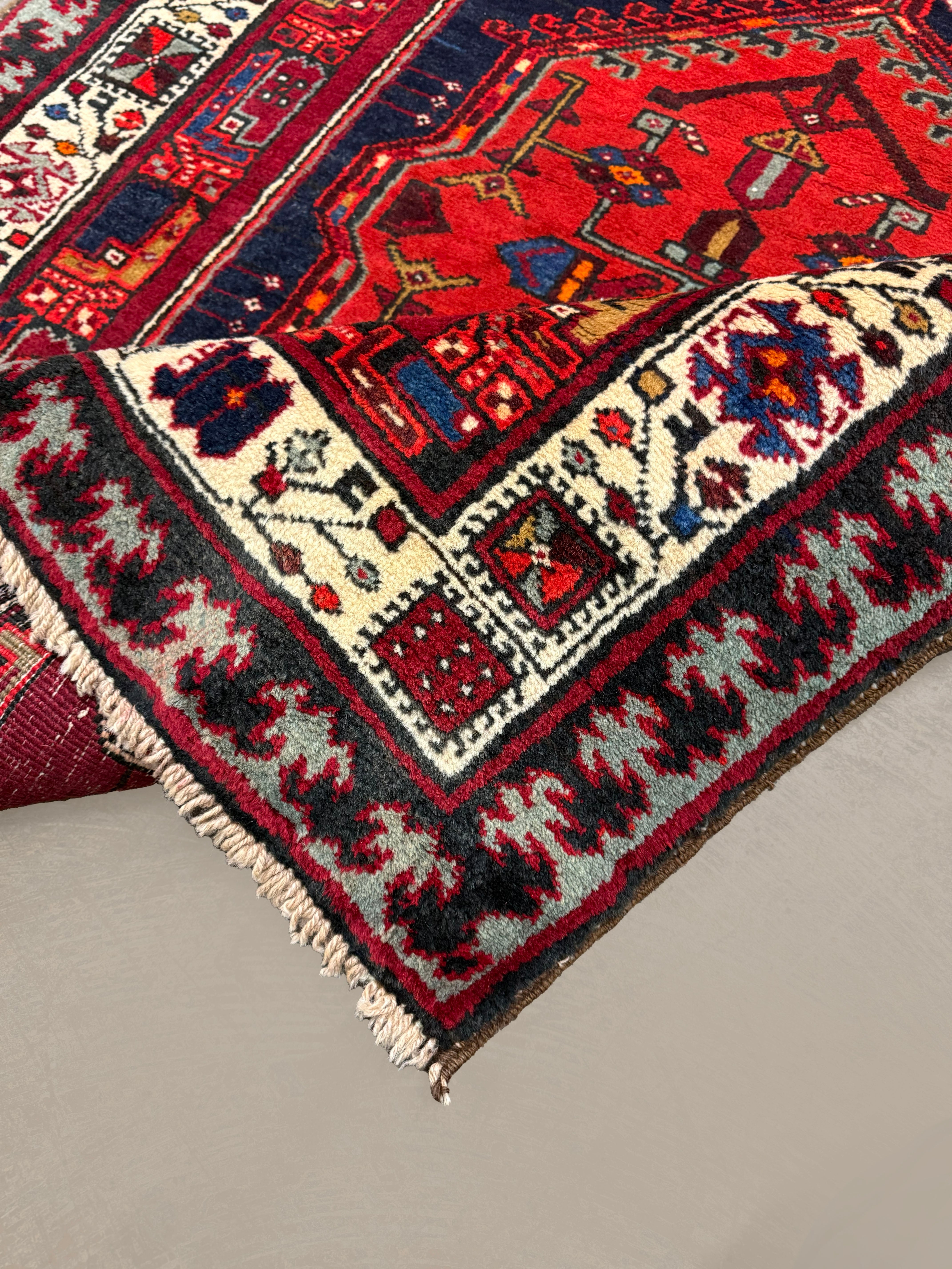 Persian Sarab Runner, folded corner and reverse, hand-knotted wool with red colouring. SKU RR 30685.