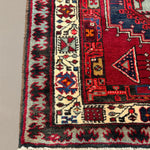Persian Sarab Runner, border and fringe detail, hand-knotted wool with red colouring. SKU RR 30685.