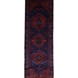 Persian Sonqor Runner, top view on white background, hand-knotted wool with red colouring. SKU RR 30722.