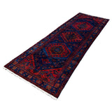 Persian Sonqor Runner, diagonal full view, hand-knotted wool with red colouring. SKU RR 30722.
