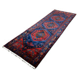 Persian Sonqor Runner, diagonal full view, hand-knotted wool with red colouring. SKU RR 30722.