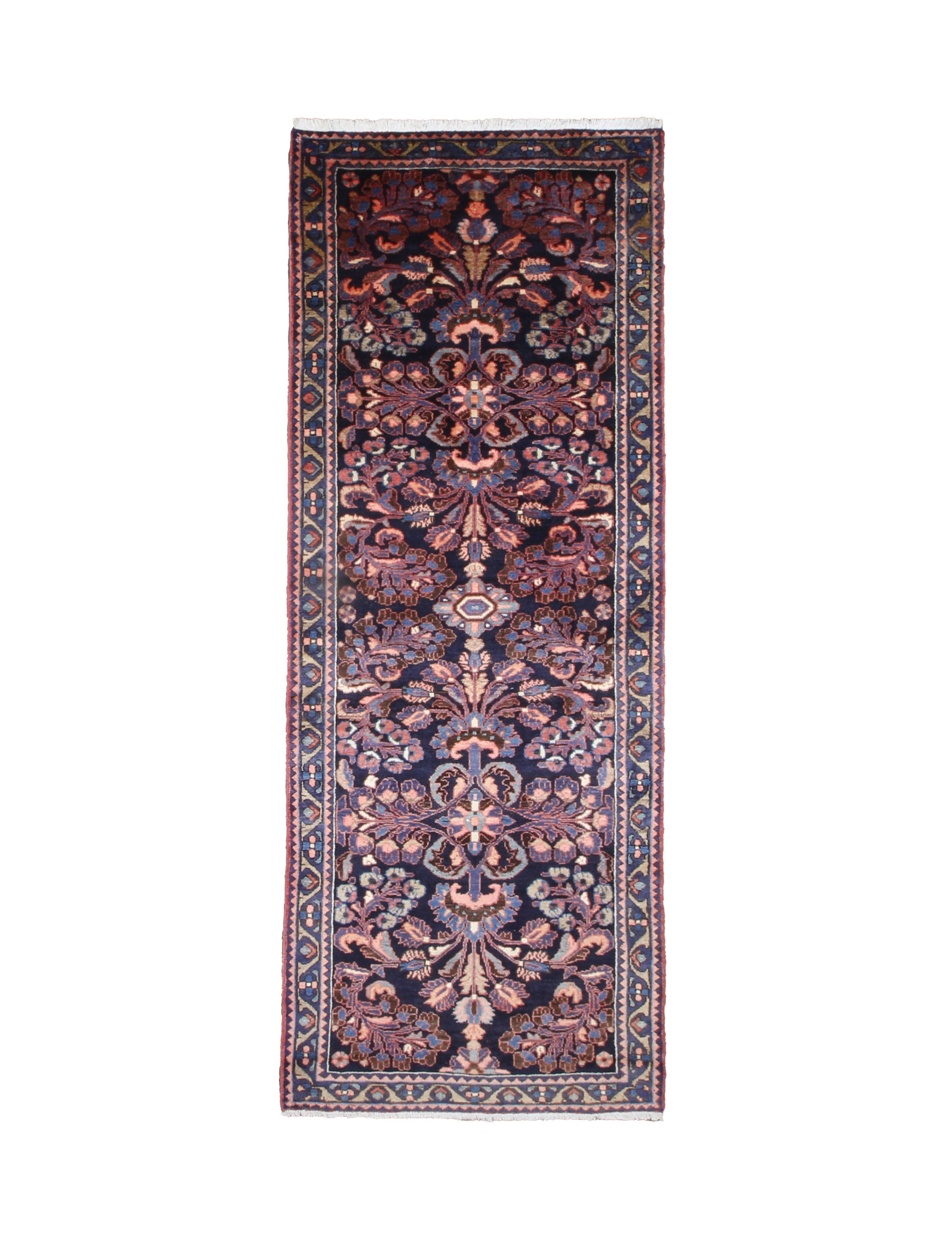 Persian Lilihan Runner, top view on white background, hand-knotted wool pile. SKU RR30734.