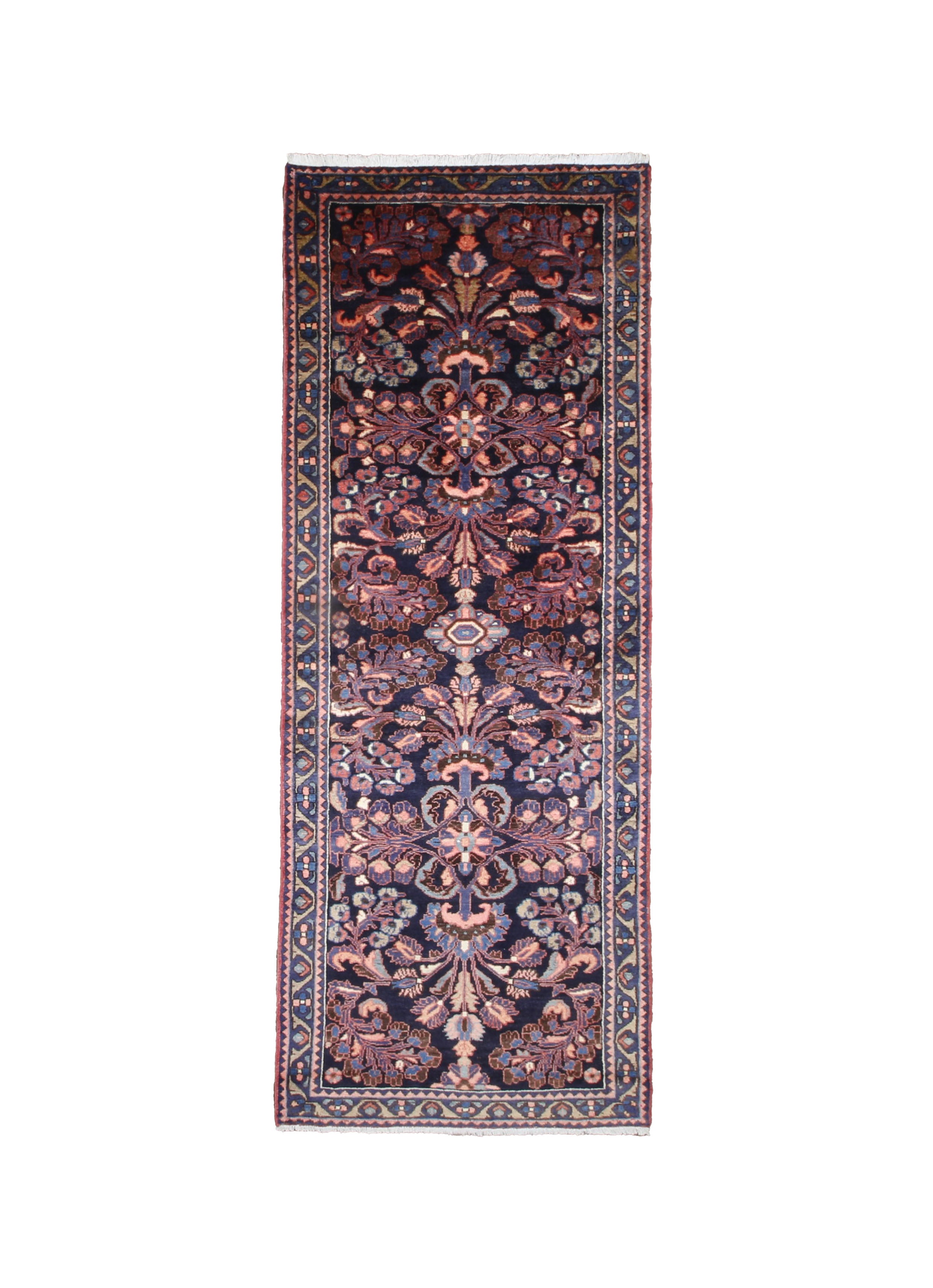 Persian Lilihan Runner, top view on white background, hand-knotted wool pile. SKU RR30734.