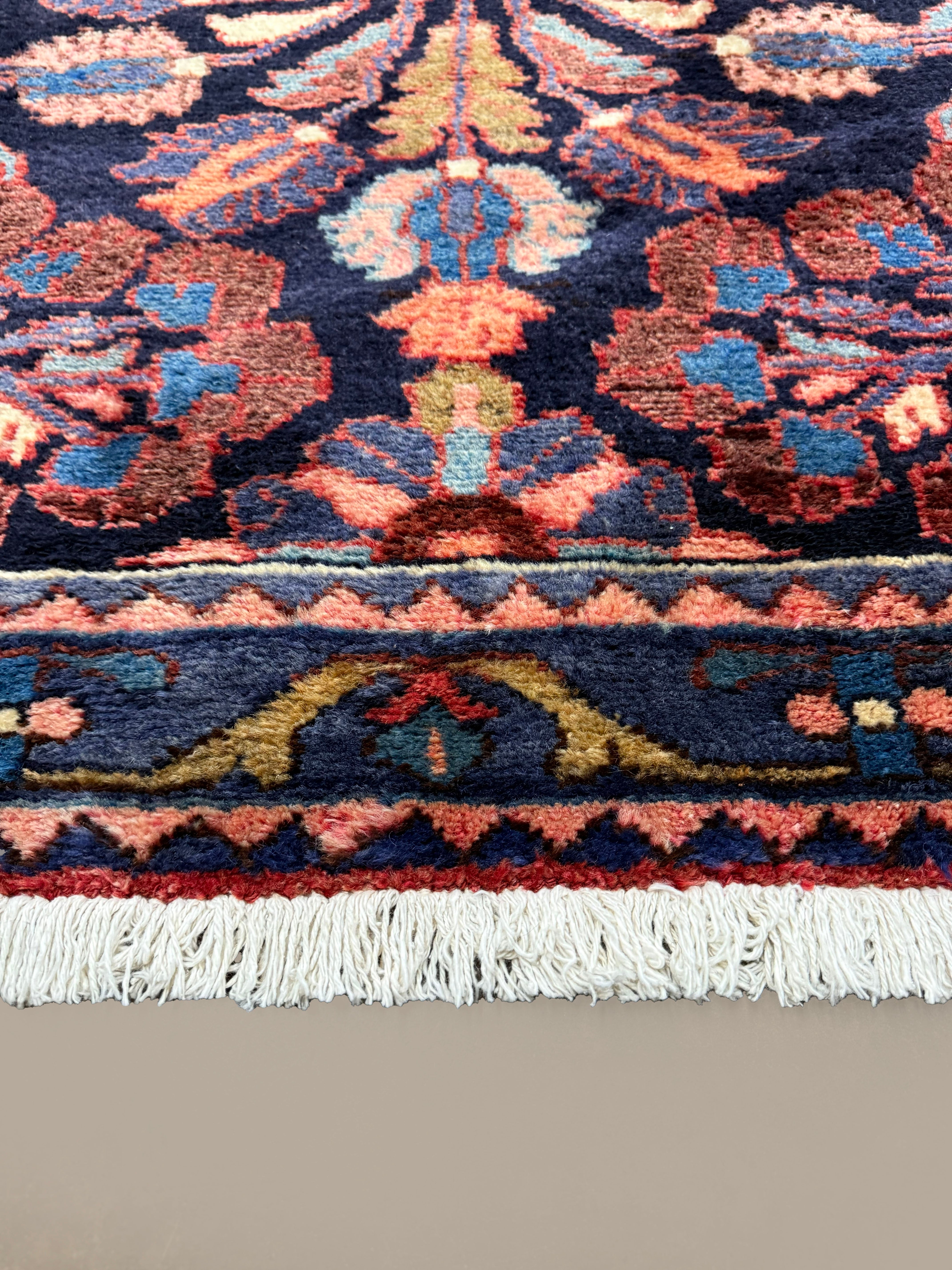 Persian Lilihan Runner, border and fringe detail, hand-knotted wool pile. SKU RR30734.