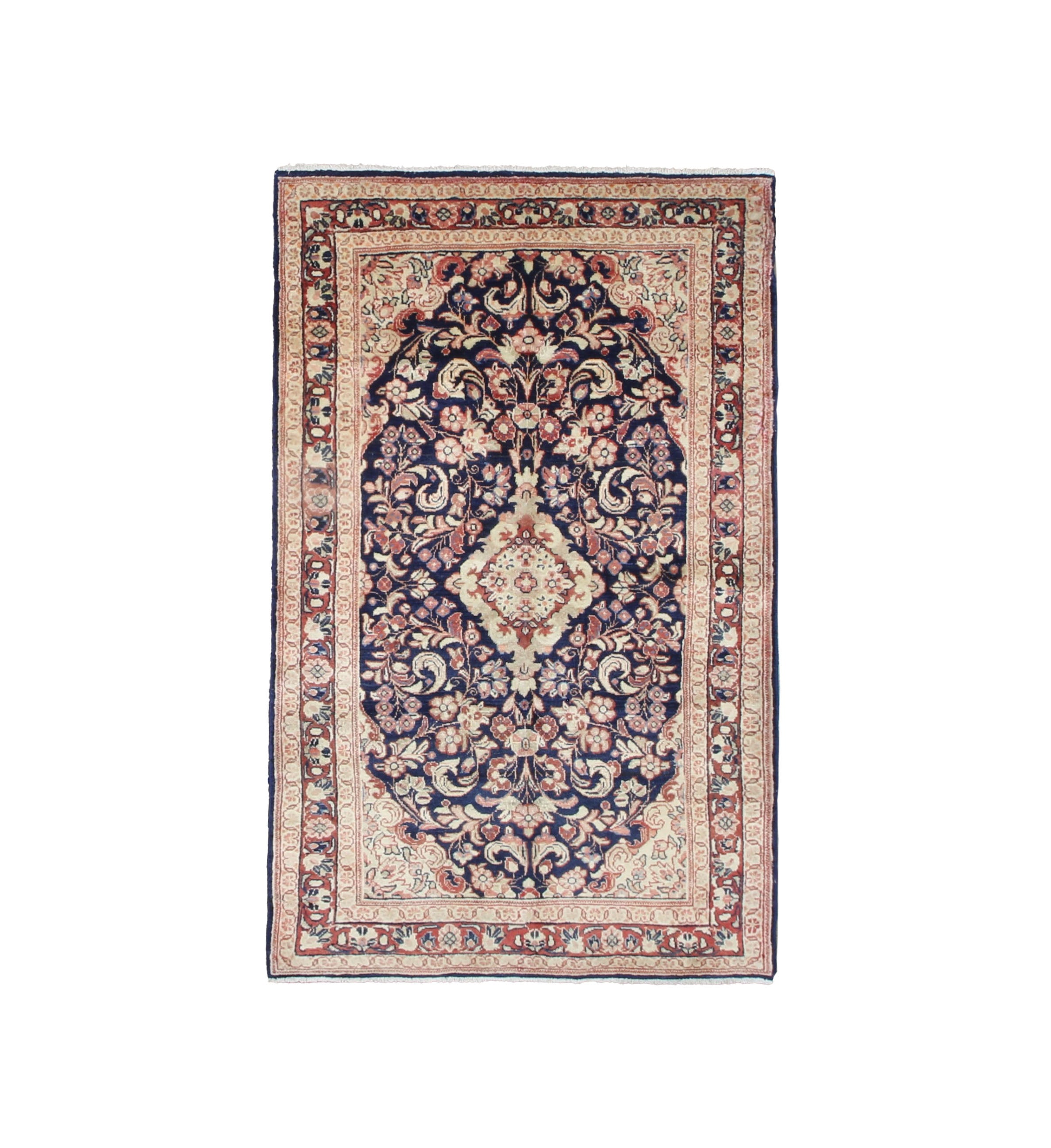 Vintage Mahallat Rug, top view on white background, hand-knotted wool pile. SKU RR 30875.