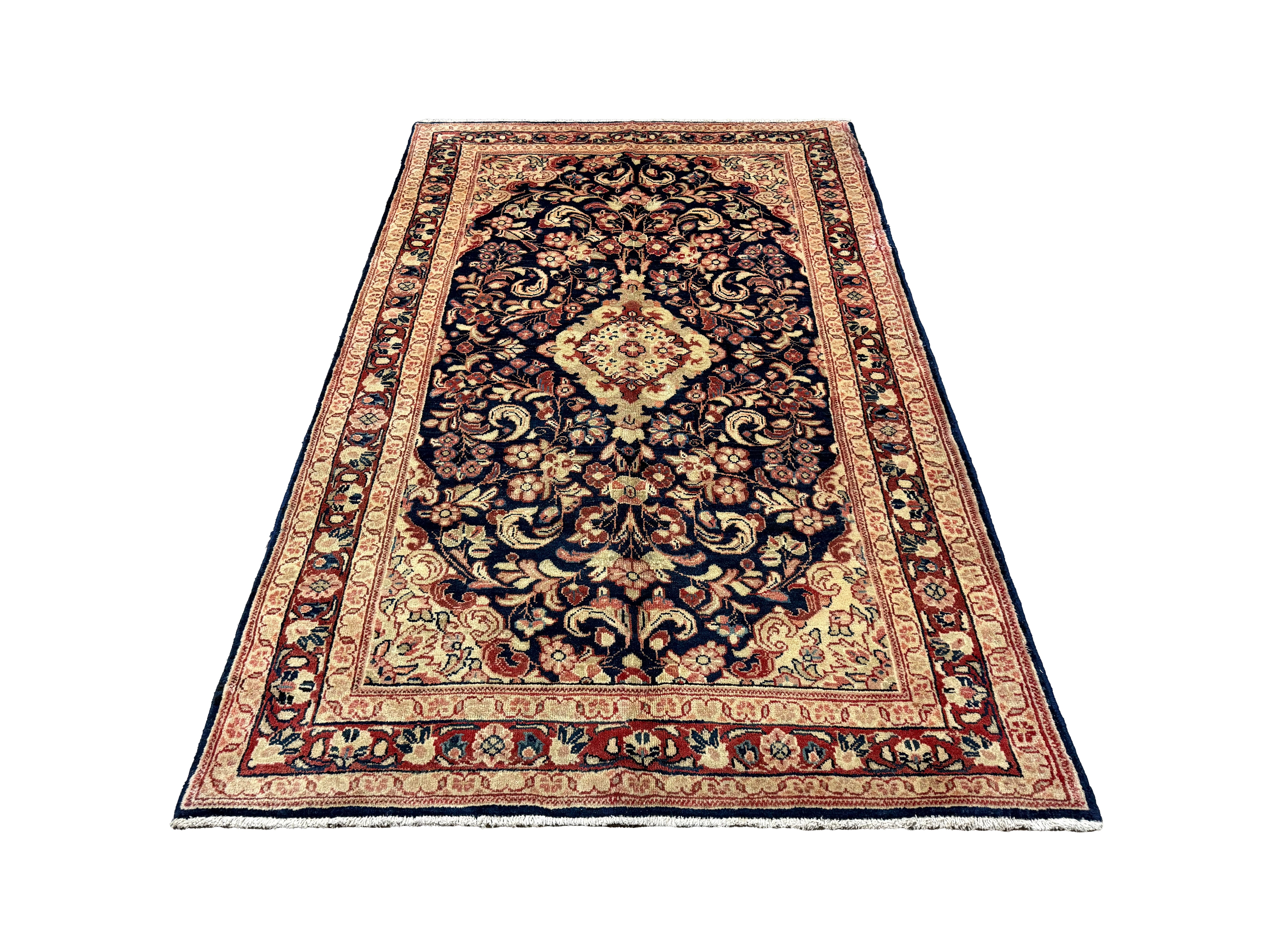 Vintage Mahallat Rug, front perspective view of the complete rug, hand-knotted wool pile. SKU RR 30875.