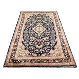 Vintage Mahallat Rug, full rug in perspective showing the patterned field and borders, hand-knotted wool pile. SKU RR 30875.