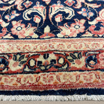 Vintage Mahallat Rug, close-up of the border and fringe, hand-knotted wool pile. SKU RR 30875.