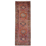 Persian Afil Azerbaijan Runner, top view on white background, hand-knotted wool pile. SKU RR 32236.