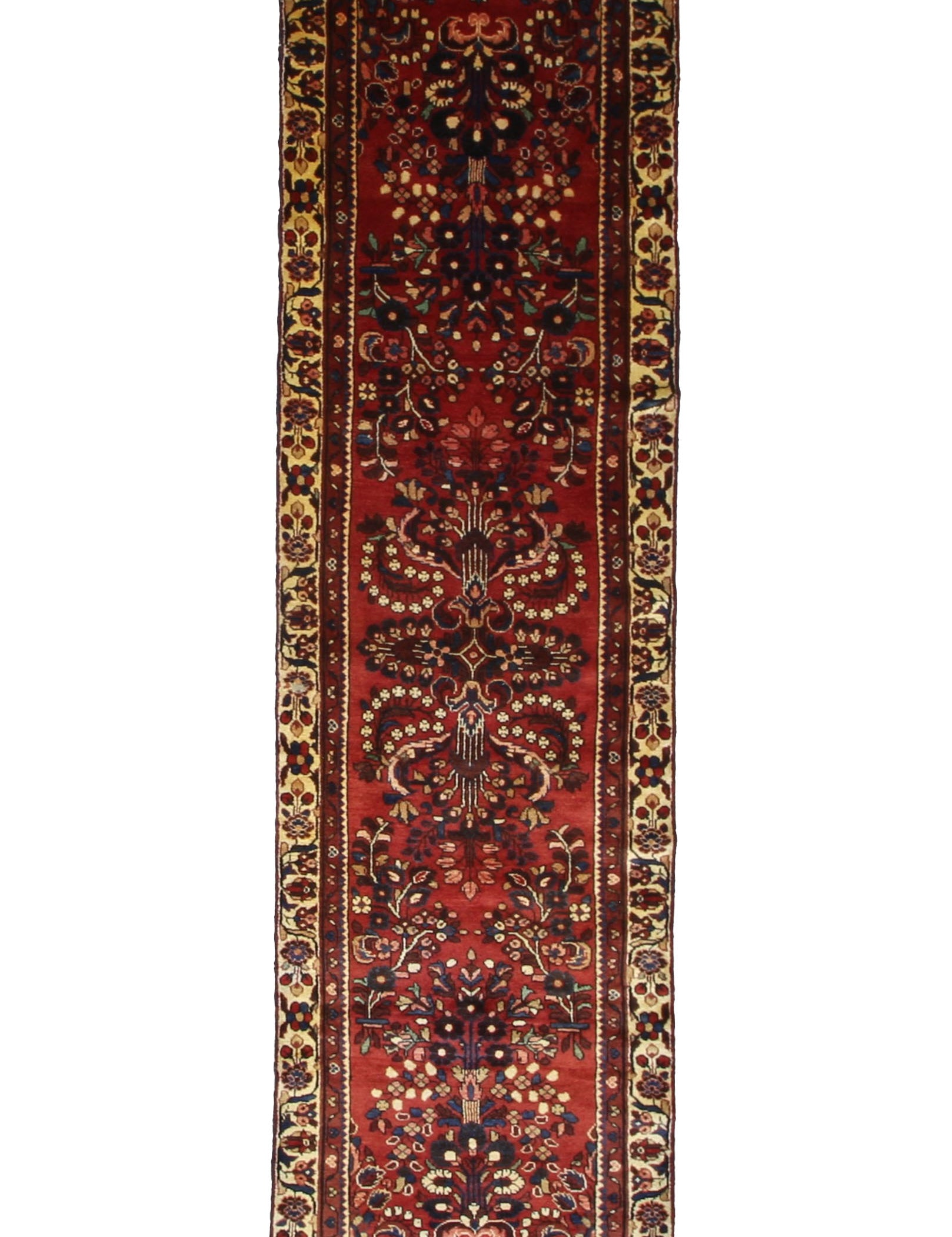 Persian Lilihan Runner, top view on white background, hand-knotted wool pile. SKU RR 32312.