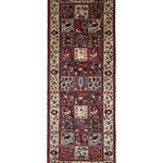 Persian Chaleshtor Bakhtiari Runner, top view on white background, hand-knotted wool pile. SKU RR 32333.