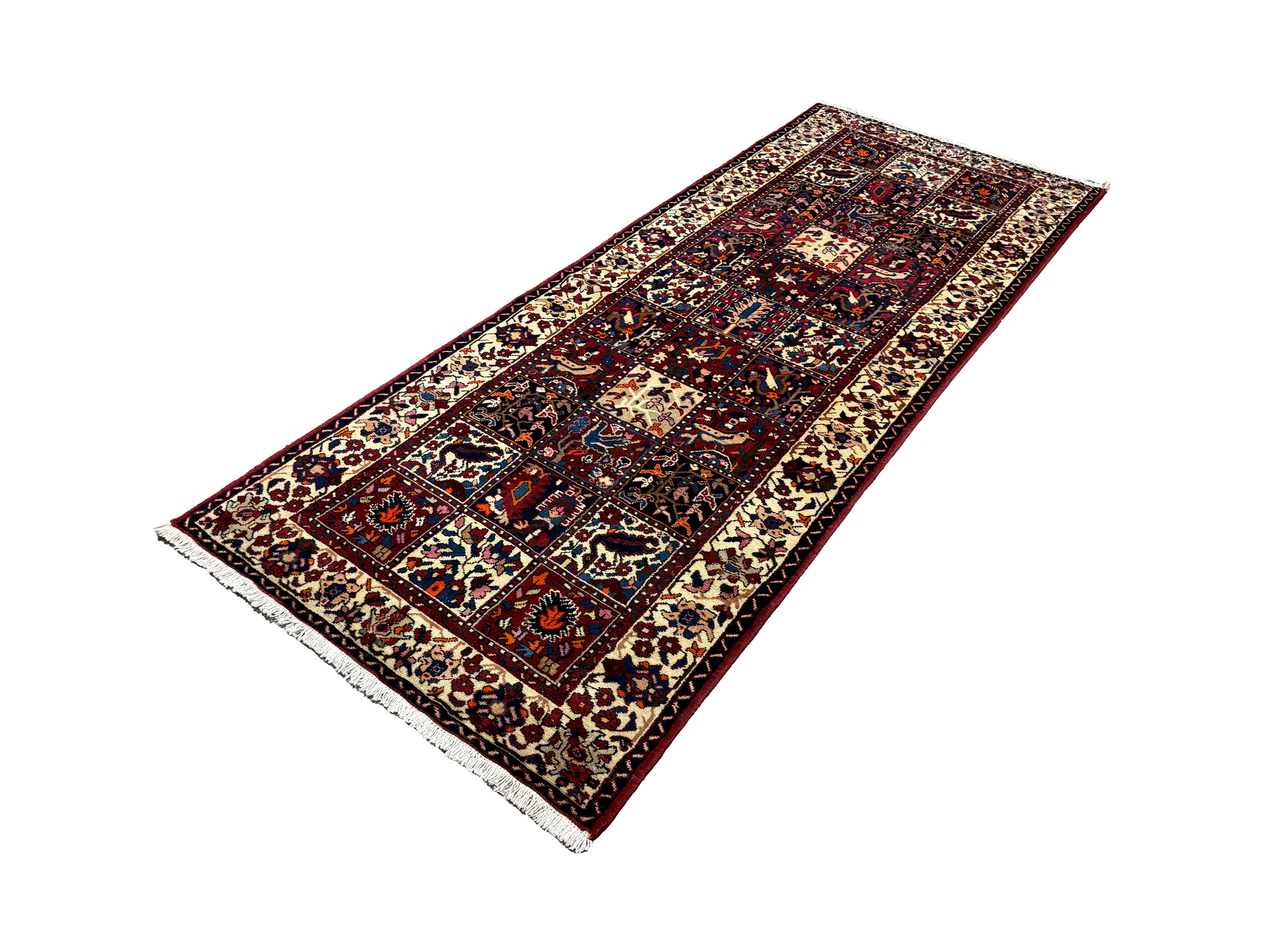 Persian Chaleshtor Bakhtiari Runner, diagonal full view, hand-knotted wool pile. SKU RR 32333.