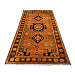Persian Luri Rug, lengthwise view, hand-knotted wool with orange colouring. SKU RR 32364.
