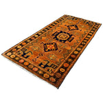 Persian Luri Rug, diagonal full view, hand-knotted wool with orange colouring. SKU RR 32364.