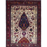 Vintage Sirjan Luri Afshar Rug, top view on white background, hand-knotted wool pile. SKU RR 32447.