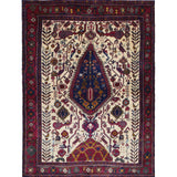 Vintage Sirjan Luri Afshar Rug, top view on white background, hand-knotted wool pile. SKU RR 32447.