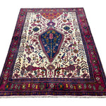 Vintage Sirjan Luri Afshar Rug, front perspective view of the complete rug, hand-knotted wool pile. SKU RR 32447.