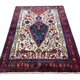Vintage Sirjan Luri Afshar Rug, front perspective view of the complete rug, hand-knotted wool pile. SKU RR 32447.