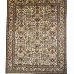 Tabriz hand-knotted wool rug, full top view.