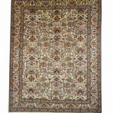 Tabriz hand-knotted wool rug, full top view.