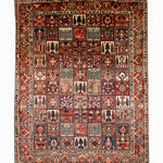 Bakhtiari hand-knotted wool rug, full top view.