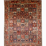 Bakhtiari hand-knotted wool rug, full top view.