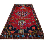 Persian Hamadan Rug, lengthwise view, hand-knotted wool with red colouring. SKU RR 33017.