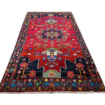 Persian Hamadan Rug, lengthwise view, hand-knotted wool with red colouring. SKU RR 33017.