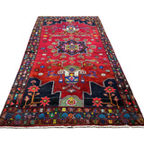 Persian Hamadan Rug, lengthwise view, hand-knotted wool with red colouring. SKU RR 33017.