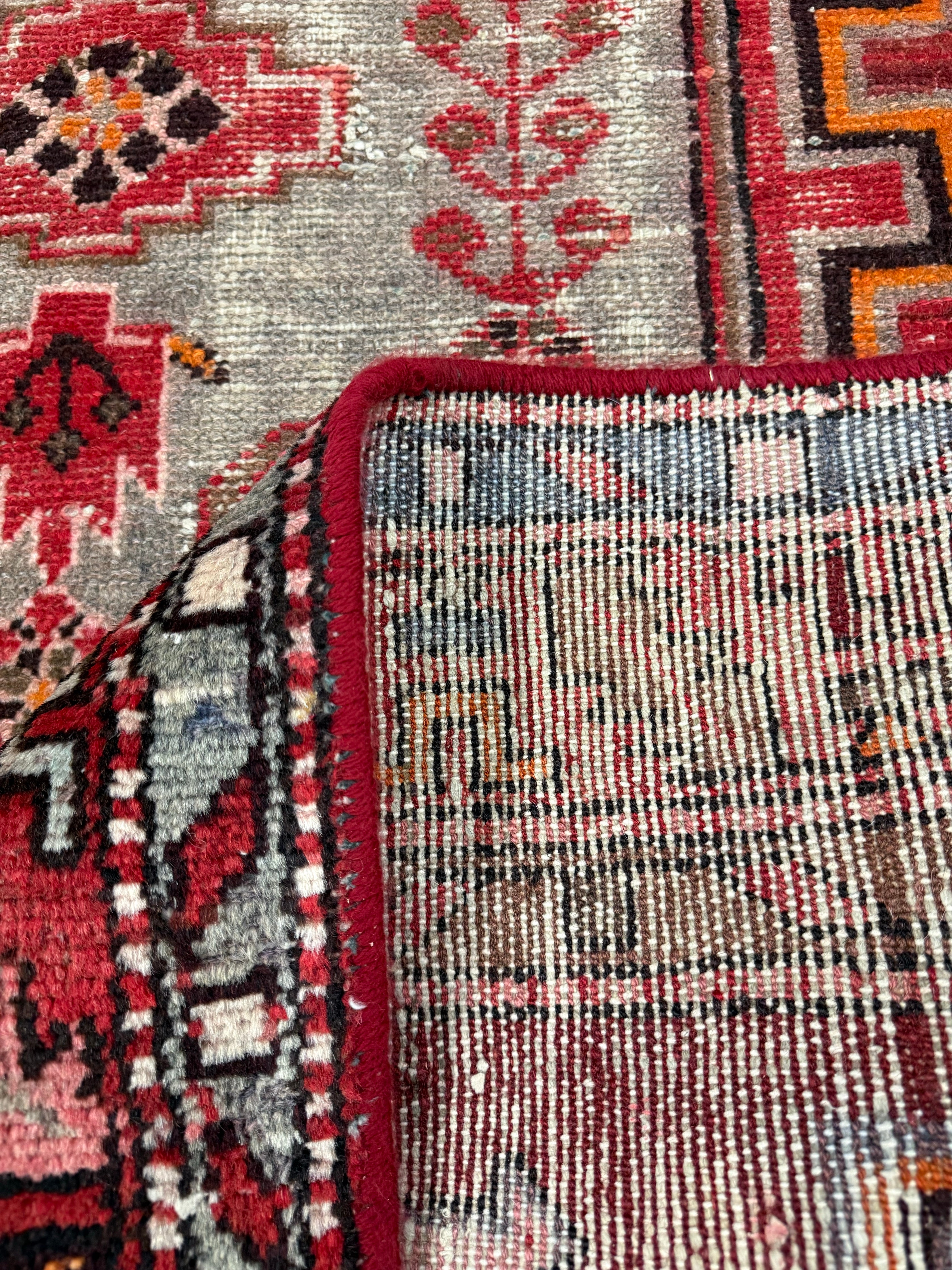 Vintage Zanjan Rug — Large Geometric Medallion on Red with Light Corner Motifs. Original rug photograph; SKU RZ101; source RZ 101 IMG_6657.
