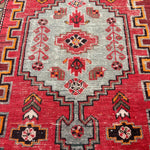 Vintage Zanjan Rug — Large Geometric Medallion on Red with Light Corner Motifs. Original rug photograph; SKU RZ101; source RZ 101 IMG_6666.