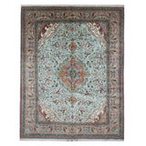 Vintage Tabriz Rug, top view on white background, hand-knotted wool pile. SKU RZ 5000.