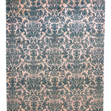 Transitional Chobi Rug — Ikat Florals in Teal & Rust | 6'0" × 9'1"