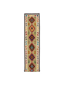 Red Medallions on Cream & Sage | 2'7" × 15'11" (80 × 485 cm)