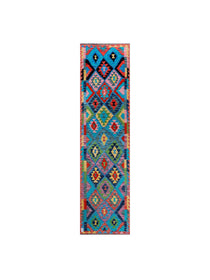 Diamond Rows in Turquoise & Pink | 2'7" × 9'11" (80 × 302 cm)