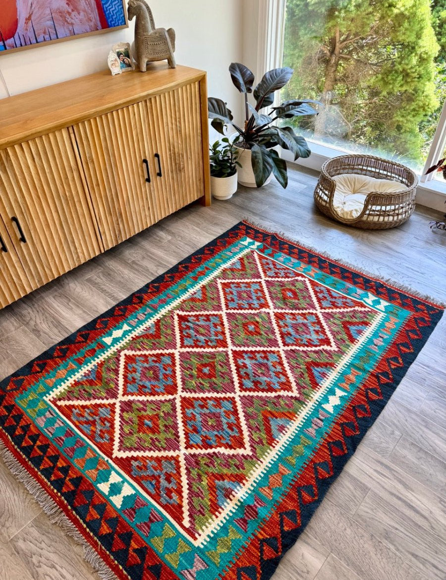 Afghan Chobi Kilim Rug | 4' 3" x 5' 9" - Rug the Rock