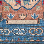 Wool pile close-up of blue & red Kazak-inspired wool rug 29635.