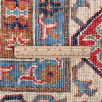 Wool pile close-up of blue & red Kazak-inspired wool rug 29339.