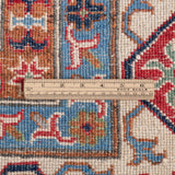 Wool pile close-up of blue & red Kazak-inspired wool rug 29339.