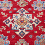 Pattern detail of red & ivory Kazak-inspired wool rug 21991.