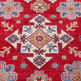 Pattern detail of red & ivory Kazak-inspired wool rug 21991.