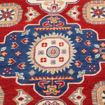 Pattern detail of red & ivory Kazak-inspired wool rug 22082.