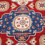 Pattern detail of red & ivory Kazak-inspired wool rug 22082.