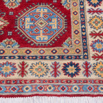 Border and edge detail of red & blue Kazak-inspired wool rug 21988.