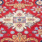 Pattern detail of red & ivory Kazak-inspired wool rug 21989.
