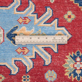 Wool pile close-up of red & ivory Kazak-inspired wool rug 21989.
