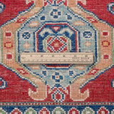 Wool pile close-up of red & blue Kazak-inspired wool runner 29654.