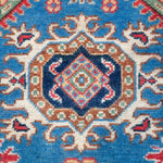 Pattern detail of blue & red Kazak-inspired wool runner 29653.