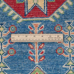 Wool pile close-up of blue & ivory Kazak-inspired wool runner 29655.